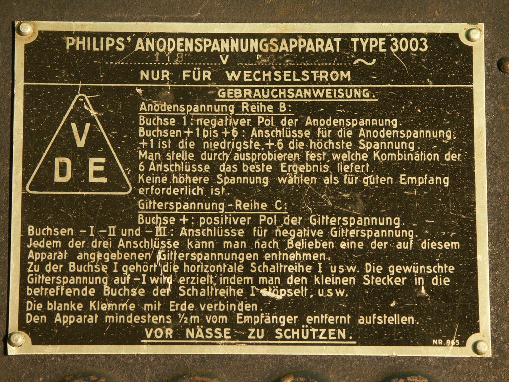 Philips  Anodenspannungsapparat 3003 - 1927 ��� �������. ��� ������� �������� ��������������  
